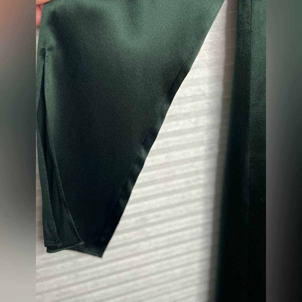 Banana Republic Silk mini Shift Long Sleeve Dress Hunter Green Size XS - Picture 3 of 10